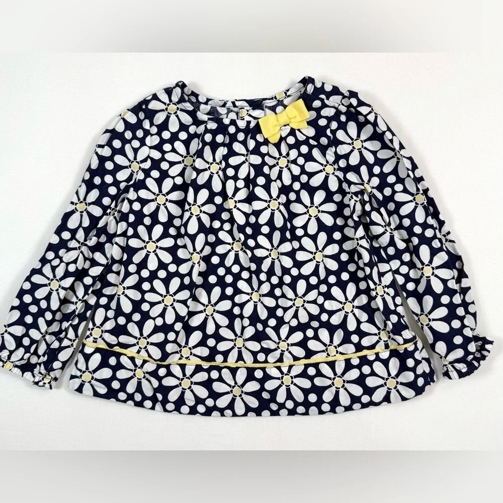 GYMBOREE Girls Daisy Top 18-24m Bow Long‎ Sleeve Floral Shirt Discontinued Retro